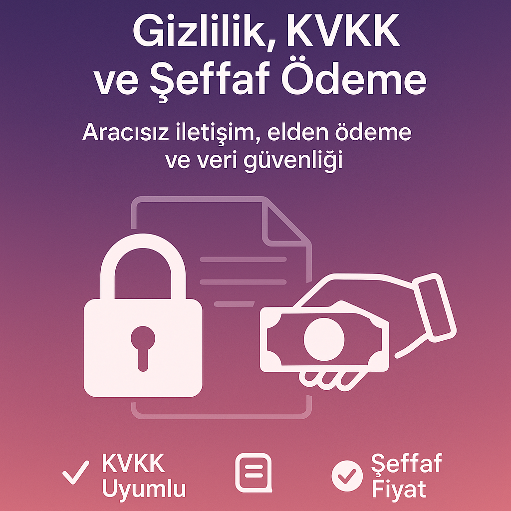Masöz Rehberi gizlilik, KVKK ve elden ödeme politikası görseli Masöz Rehberi’nin KVKK uyumlu gizlilik politikası, elden ödeme ve şeffaf iletişim yapısını anlatan görsel